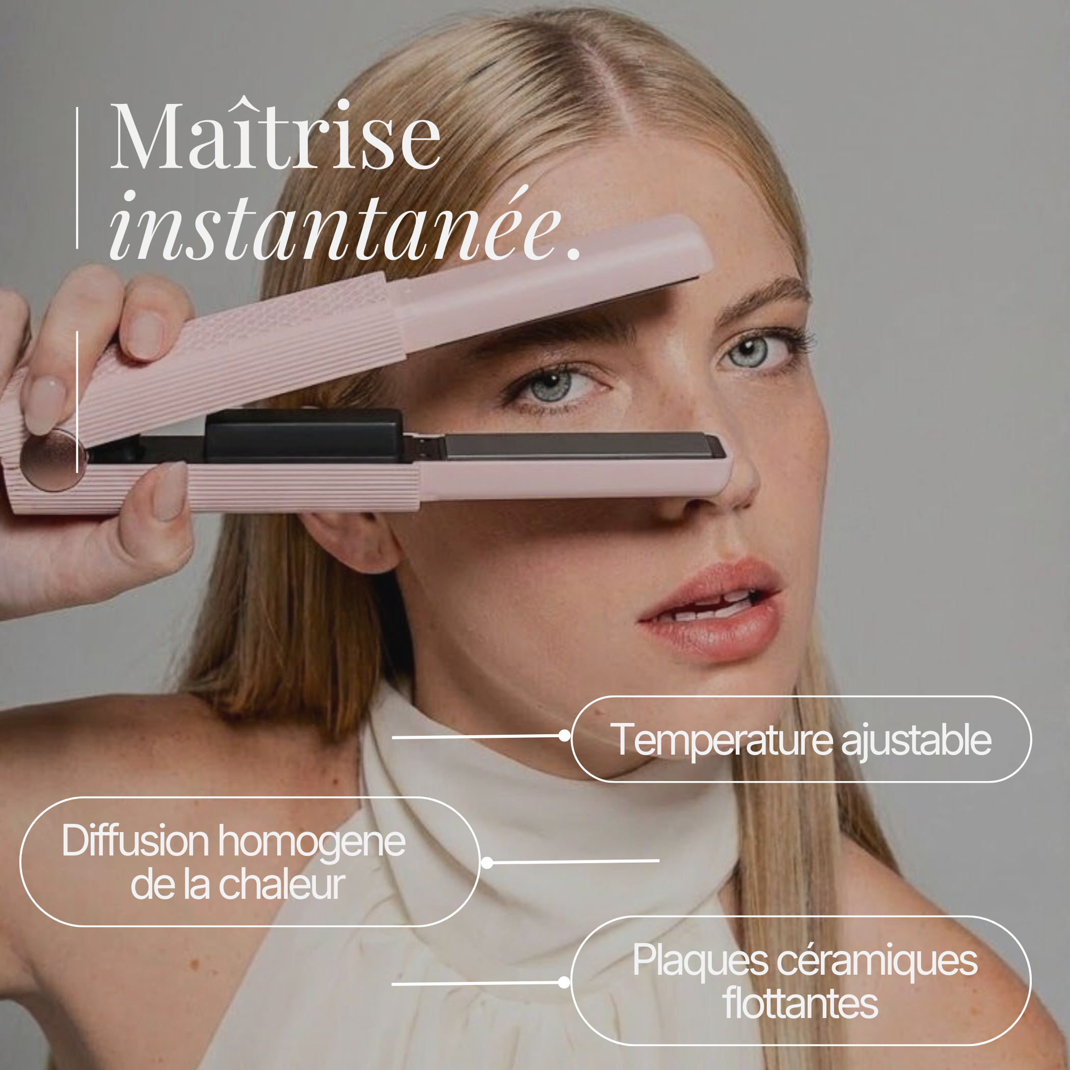 Élane – Lisseur sans fil 2-en-1, coiffage nomade